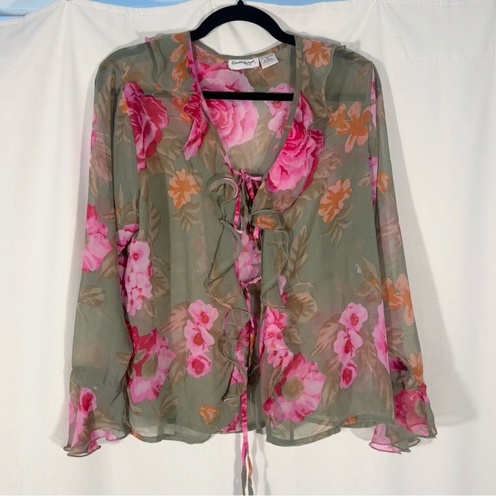 Claudia Richard Vintage Floral Ruffled Blouse